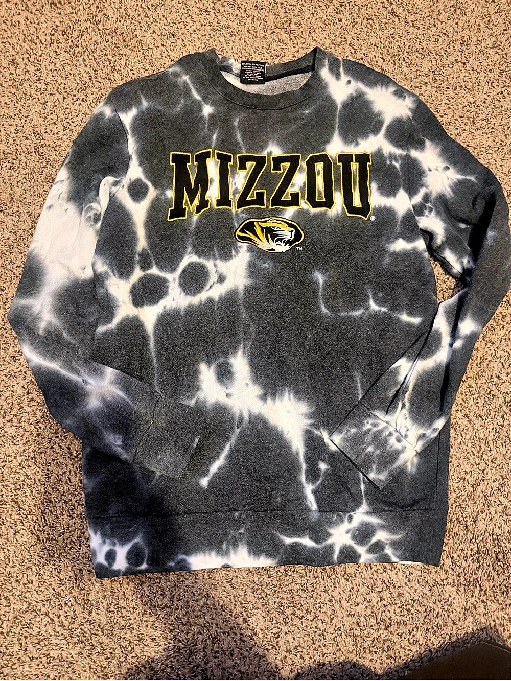 Colosseum Mizzou Tigers Tie-Dye Crewneck Sweatshirt Men's Medium